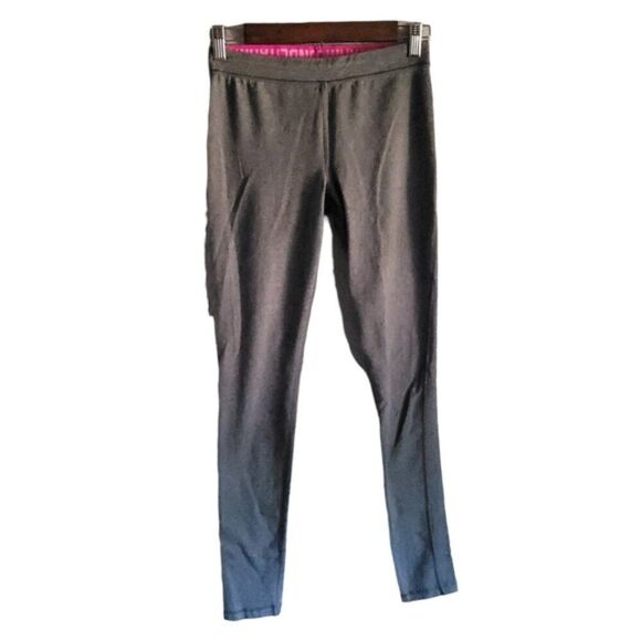 Under Armour Heat Gear Workout Women Leggings Small Gray Pink Logo - Picture 3 of 8